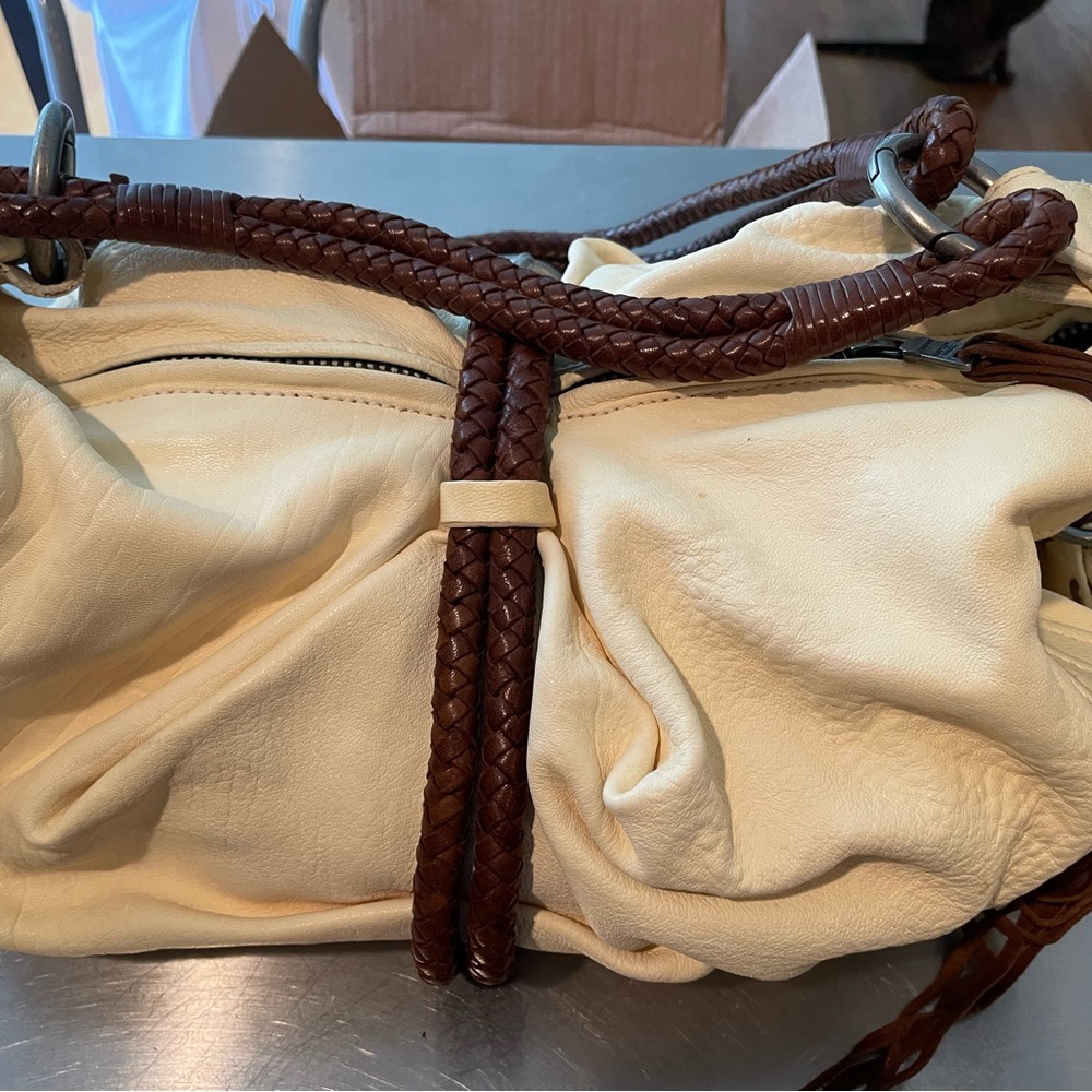 Western Vintage Andrew Marc Cream and Brown Shoulder/Handbag